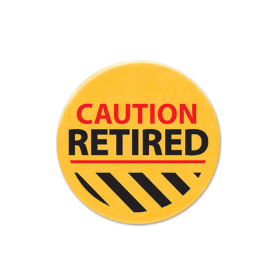 Caution Retired Party Button Badge Pk 1