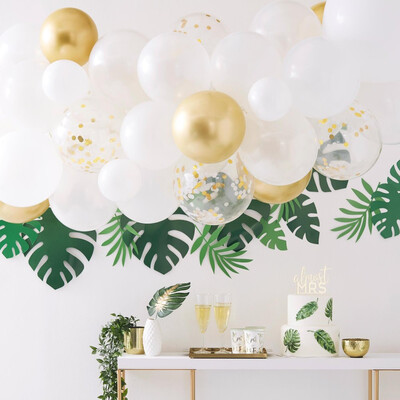 Ginger Ray Chrome Gold and White Confetti Balloon Arch Kit (55 Balloons and Tape)