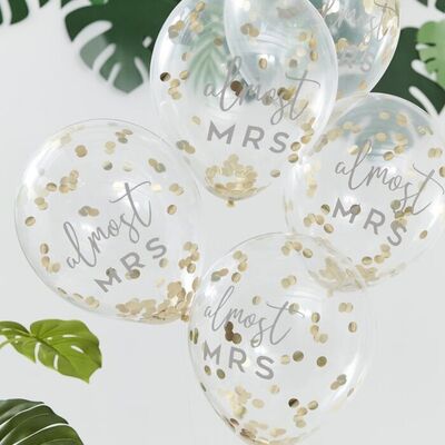 Almost Mrs Clear with Confetti Latex Balloons (30cm) Pk 5