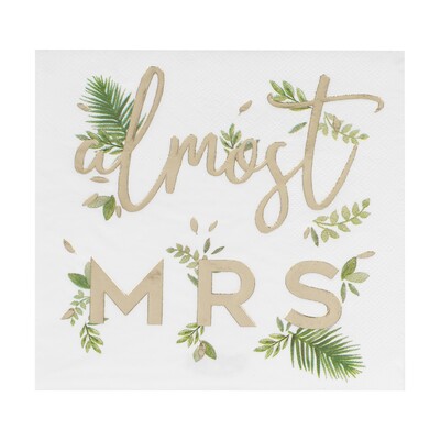 Ginger Ray Botanical Hens Almost Mrs Lunch Napkins (Pk 16)