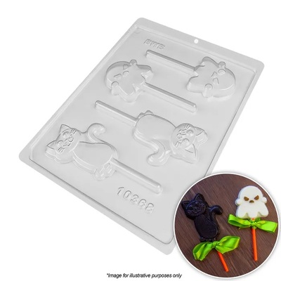 Halloween Cat Ghost 4 Cavity Chocolate Lollipop Mould
