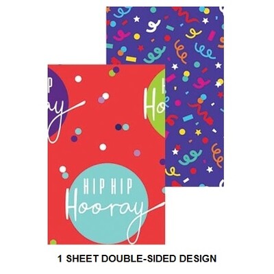 Hip Hooray & Confetti Double Sided Gift Wrap 1 Sheet