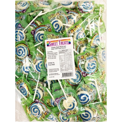 White & Blue Spiral Swirl Flat Lollipops 8g (1kg)