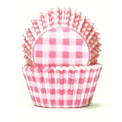 Pink & White Gingham Paper Cupcake Cases (Pk 100)