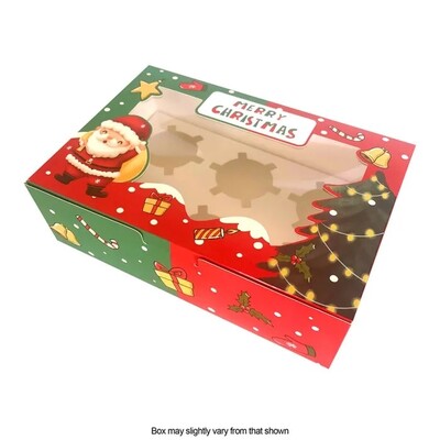 Christmas Cupcake Box With Window 6 Hole Pk 1