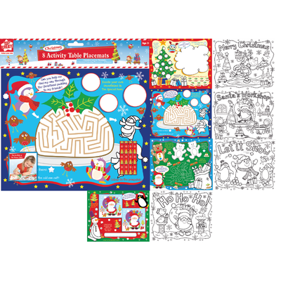 Christmas Colour-In / Activity Paper Placemats Pk 8 (8 PLACEMATS ONLY)