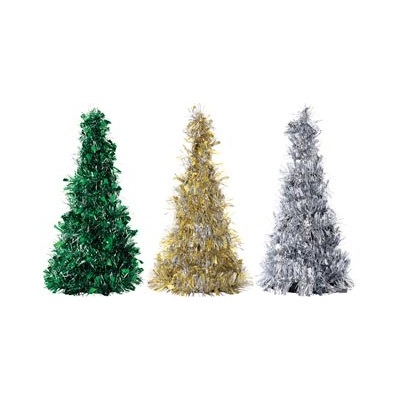 Assorted Colour 26cm Tinsel Cone Christmas Tree (Pk 1)