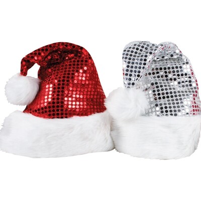 Christmas Assorted Red / Silver Santa Hat Pk 2