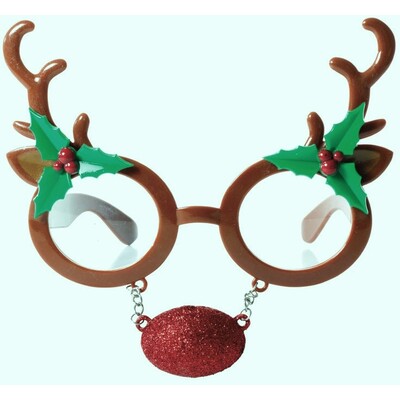 Christmas Reindeer Novelty Glasses Pk 1 
