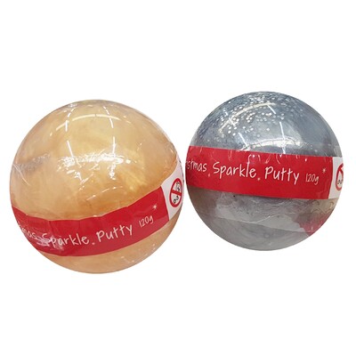 Assorted Gold or Silver Christmas Sparkle Putty (120g) Pk 2