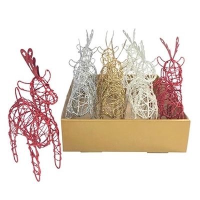 Assorted Wire Christmas Reindeer Decoration 19cm (Pk 1)