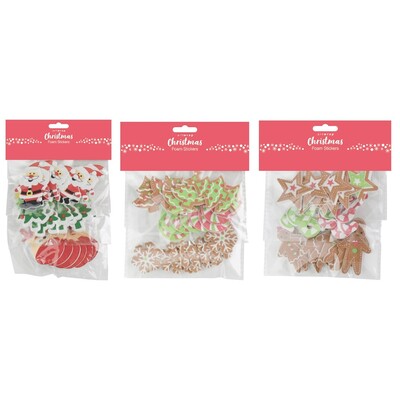 Assorted Christmas Design Foam Stickers (3 Packs of 24)