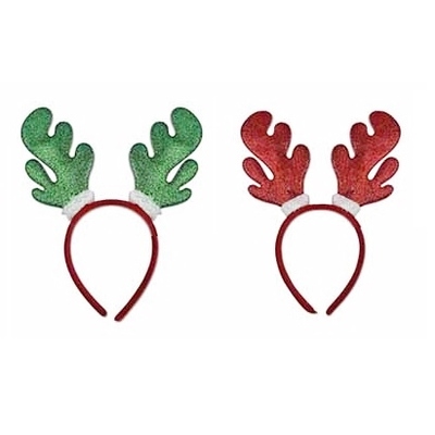 Assorted Glitter Christmas Antlers Headband (Pk 1)