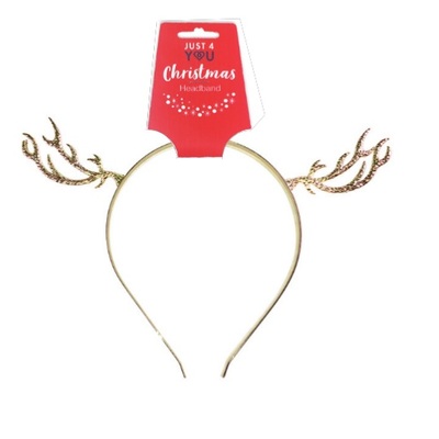 Gold Christmas Reindeer Antlers Headband (Pk 1)