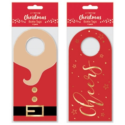 Assorted Christmas Gift Bottle Tags (Pk 4)