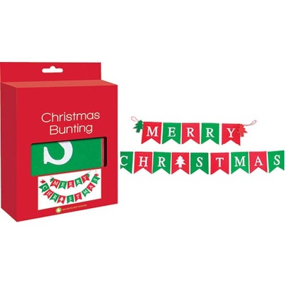 Red & Green Merry Christmas Felt Bunting Banner (Pk 1)