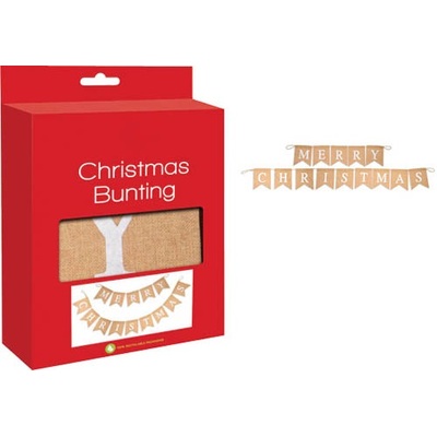 Merry Christmas Hessian Bunting Banner (Pk 1)