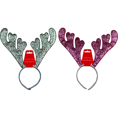 Assorted Christmas Glitter Antlers (Pk 2)