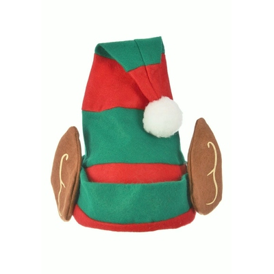 Christmas Red & Green Elf Hat With Ears