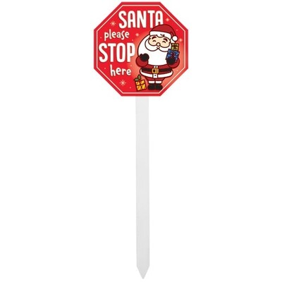 Santa Please Stop Here Christmas Garden Stake Sign 60 x 22cm