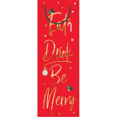 Christmas Eat Drink Be Merry Bottle Gift Bag (Pk 1)