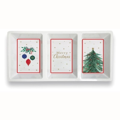 Christmas Classic 3 Section Melamine Serving Tray