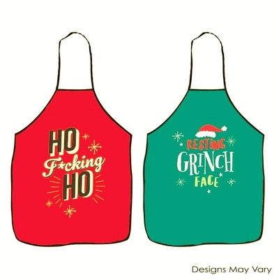 Christmas Assorted Print Frankly Funny Apron (Pk 2)
