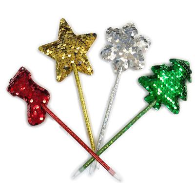 Christmas Assorted Style Sequin Pens (Pk 4)