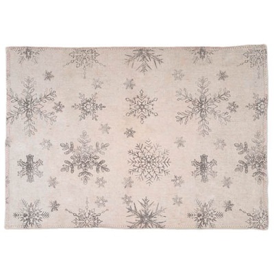 Christmas Silver Foil Snowflake Fabric Placemats (Pk 4)
