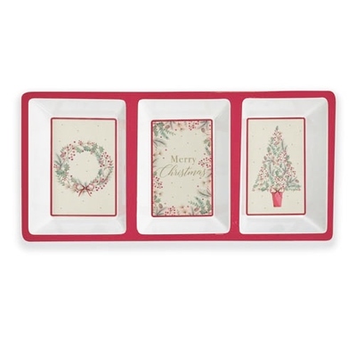 Christmas Traditional 3 Section Melamine Tray 33x16cm