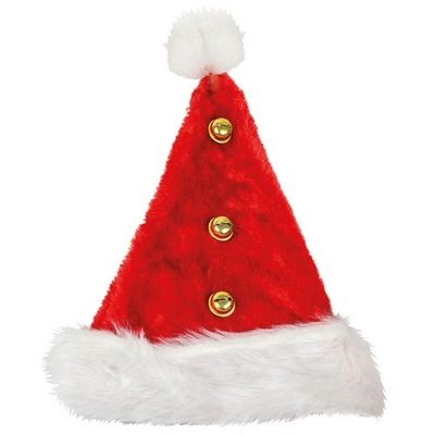 Adult Plush Santa Hat with Bells