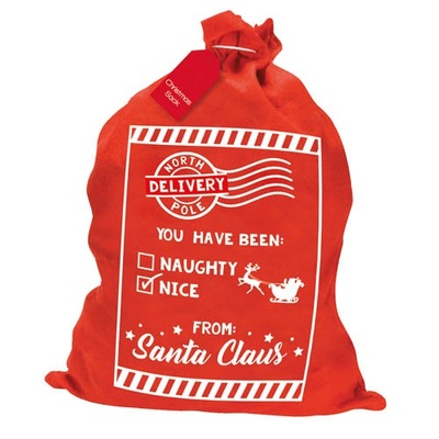 Red Naughty Or Nice Christmas Santa Sack 60x50cm