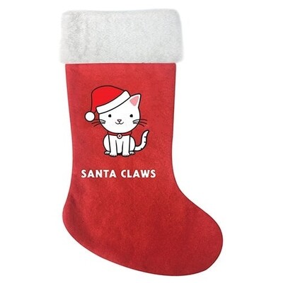 Christmas Santa Claws Cat Felt Pet Stocking