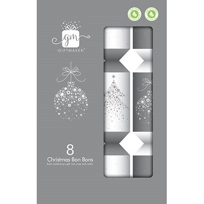 Silver & White Bauble & Tree Christmas Bon Bons 12in Pk 8