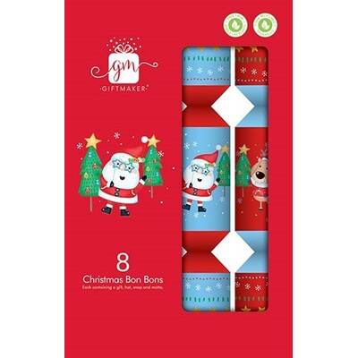 Novelty Santa & Reindeer Christmas Bon Bons 12in Pk 8