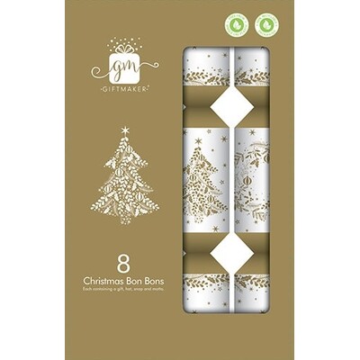 Gold & Cream Tree & Wreath Christmas Bon Bons 12in Pk 8