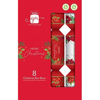 Red & White Poinsettia Christmas Bon Bons 12in Pk 8
