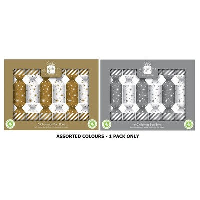 Mini Christmas Gold or Silver Bon Bons 6in Pk 6