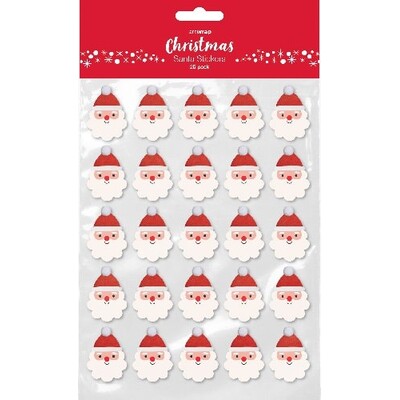 Christmas Santa Face 3D Stickers Pk 25