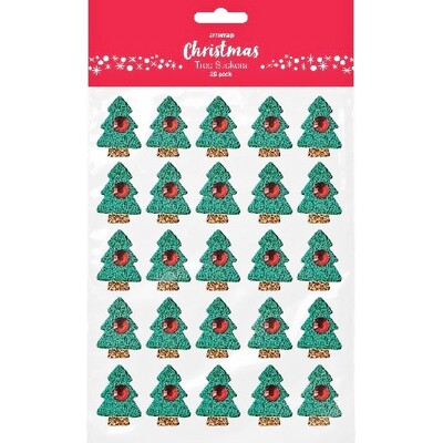 Christmas Tree with Gem 3D Stickers Pk 25