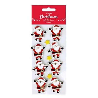 Christmas 3D Santa & Star Stickers Pk 11