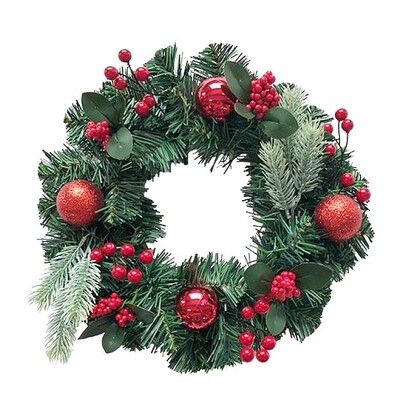 Christmas Red Berry & Bauble Wreath 35cm