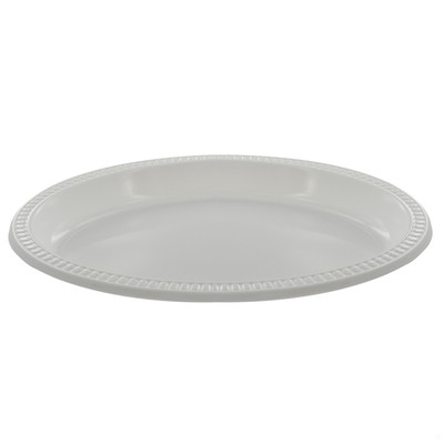 White Plastic Oval Plastic Plates - 17x23cm Pk50 