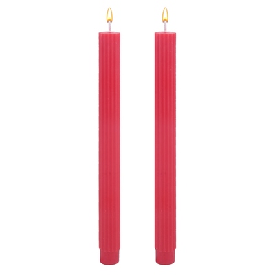Red Tall Thin Unscented Candles 10 Hr Burn (Pk 2)