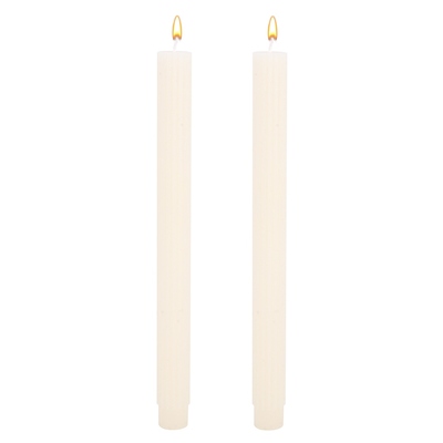 Ivory Tall Thin Unscented Candles 10 Hr Burn (Pk 2)