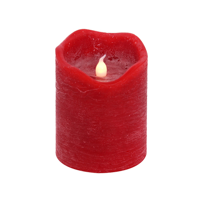 Red LED Flameless Christmas Pillar Candle 7.5x10cm