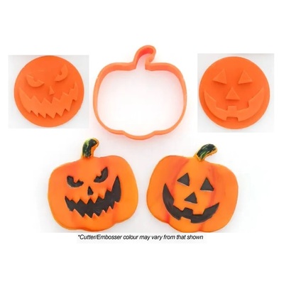 Pumpkin Cookie Cutter & 2 Face Embossers (1 Set)