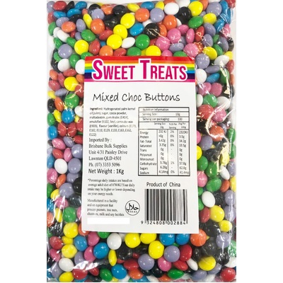Mixed Colour Chocolate Buttons Drops 1kg