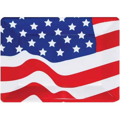 USA Flag Serving Platter Rectangle (10x14in) Pk 1