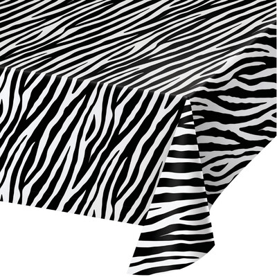 Zebra Print Plastic Tablecover (137cm x 274cm) Pk 1 